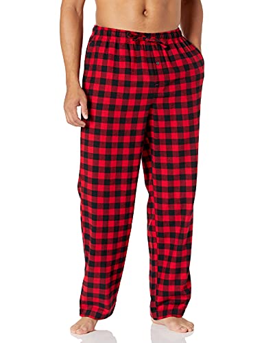 Amazon Essentials Men's Flannel Pajama Pant (Available in Big & Tall), Red Buffalo Plaid, Medium