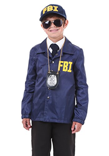 Kid's FBI Costume, Navy Federal Agent Jacket, Child Investigator Outfit For Halloween & Play Pretend