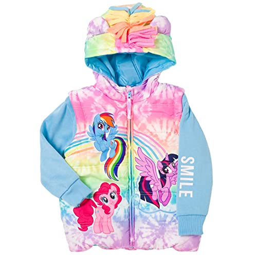 My Little Pony Twilight Sparkle Pinkie Pie Rainbow Dash Little Girls Zip Up Vest 2fer Jacket Tie Dye Multicolor 7-8