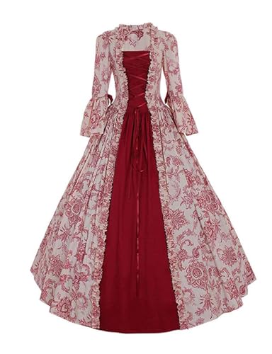 1791's lady Women's Victorian Rococo Dress Temperament Palace Evening Dress Inspiration Maiden Horn Sleeve Costume NQ0032W (Female S) Red