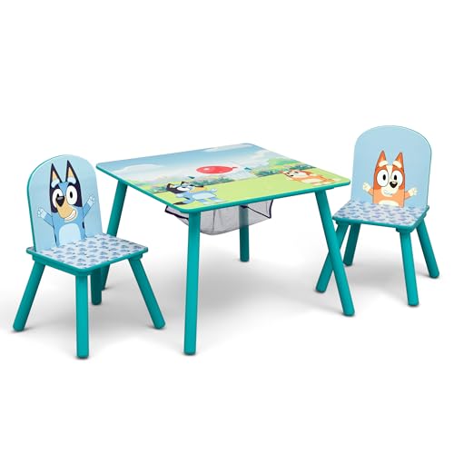 Delta Children Bluey Kids Table and Chair Set with Storage (2 Chairs Included) - Greenguard Gold Certified - Ideal for Arts & Crafts, Snack Time, Homeschooling, Homework & More, Blue