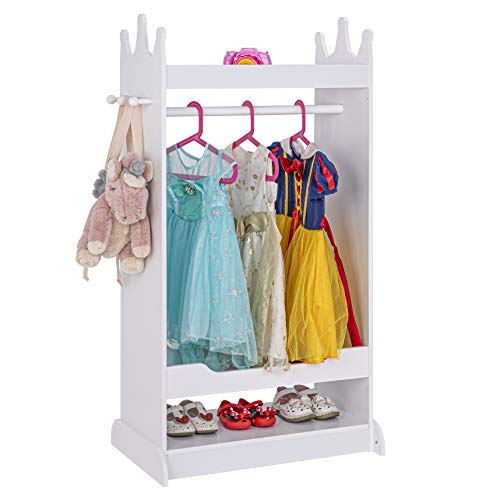 UTEX Kid’s See and Store Dress-up Center, Costume Closet for Kids, Open Hanging Armoire Closet, Pretend Storage Kids, Costume Dresser for Kids Bedroom(White)