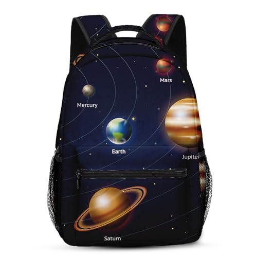 Bribay Kids Backpack for Teens Girls Boys, Space Galaxy Science World Sun Moon Earth Water Resistant Child Bookbag School Bag with Adjustable Padded Straps