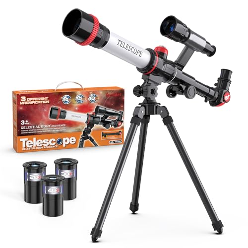 ToyerBee Telescope for Kids, Kids Telescope with 3 Eyepieces & Compass, Toy Telescope as Astronomy Gifts for Kids and Beginners, Great Educational Space and Stem Toys to See Moon