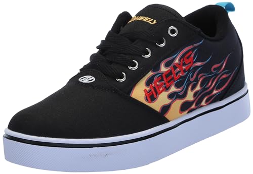 Heelys Boy's Pro 20 Wheeled Heel Shoe, Black Flames, 4 Big Kid