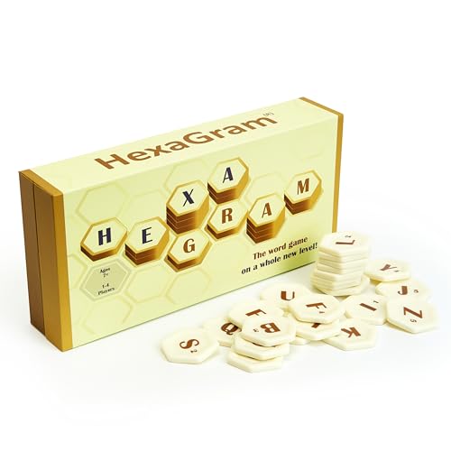 Hexagram® - A Refreshing take on an Old Classic Word Game, A Family Board Game for Adults and Kids, Solo or 2 to 4 Players, from 7 Years Old, A Word Game on a Whole New Level!