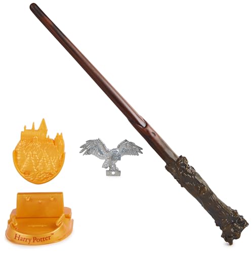 Wizarding World Harry Potter, 12-inch Magical Collector Harry Potter Wand with Stand & Die-cast Icon, Magical Creatures Series