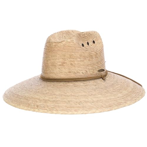 Panama Jack Straw Lifeguard Hat - Braided Palm Fiber, Packable, 5' Big Brim, UPF 50+ Sun Protection Natural