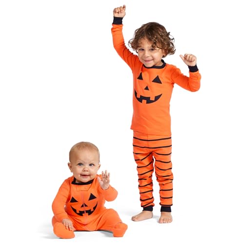 The Children's Place Baby Toddler, Halloween Pajamas, Cotton, Pumpkin One Piece, 4T