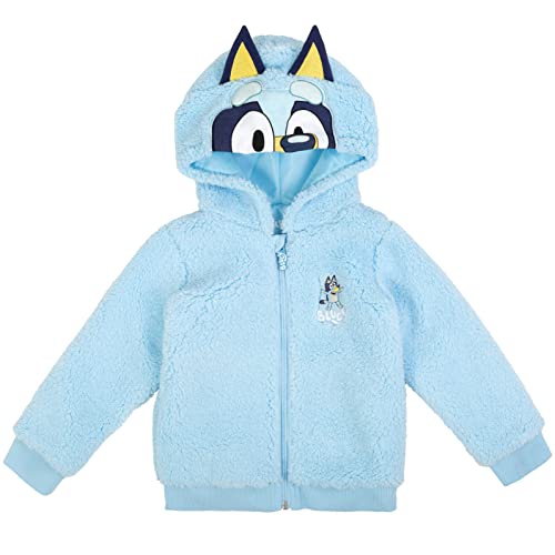 Bluey Toddler Boys Cozy Sherpa Zip Up Cosplay Hoodie 3T Blue