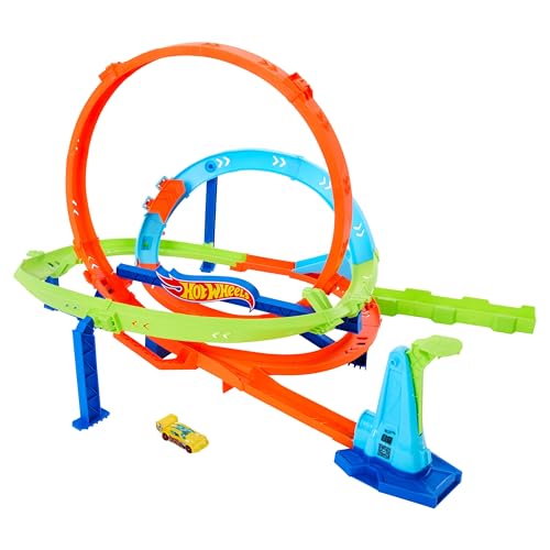 Hot Wheels Toy Car Track Set, Action Loop Cyclone Challenge Playset & 1:64 Scale Vehicle, 2 Ways to Play, Easy Storage