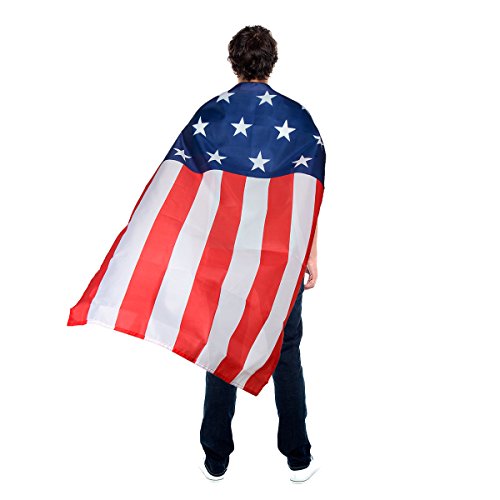 AMNPOLEN American Flag Costume Cape USA Patriotic Flag Cloak for Adult Men Women Boys Girls (13 stars)