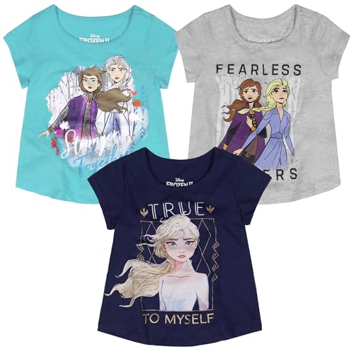 Disney Shirts For Girls Frozen Clothes Elsa Shirt for Toddlers and Big Kids Girls 8 (3 Pack)