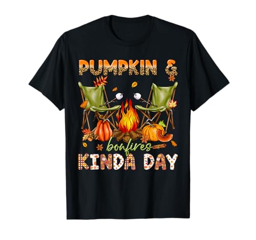 Pumpkins Bonfires Kinda Day Pumpkin Camping Chair Hello Fall T-Shirt