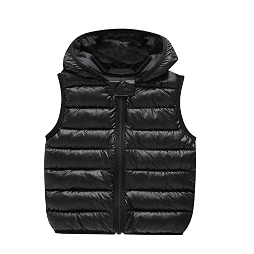 Toddler Baby Boys Girls Sleeveless Jacket Vest Winter Solid Down Coats Ears Hooded Outer Outwear (Black, 18-24 Months)