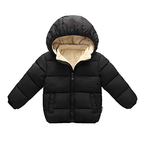 Toddler Baby Hooded Down Jacket Boys Girls Kids Thicken Warm Winter Coat Outerwear 18-24M Black