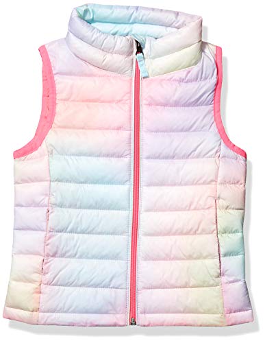 Amazon Essentials Girls' Lightweight Water-Resistant Packable Puffer Vest, Pink Ombre, Medium