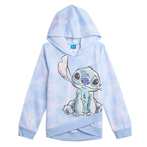 Disney Lilo & Stitch Big Girls French Terry Pullover Crossover Hoodie Tie Dye Blue 14-16