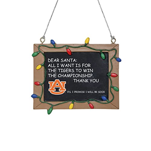 FOCO NCAA Auburn Tigers College Team Logo Holiday Christmas Resin Chalkboard Ornament, Team Color, One Size