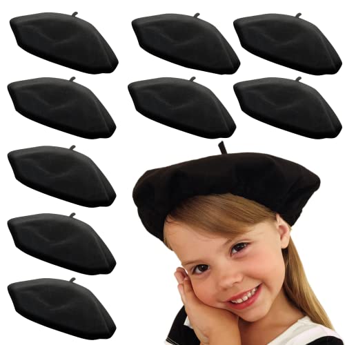 Picki Nicki Beret Hats for Women and Kids Perfect for Paris/Art Party (Set of 10, Black)