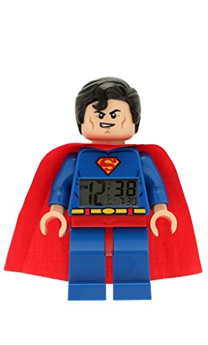 LEGO DC Comics 9005701 Super Heroes Superman Kids Minifigure Light Up Alarm Clock | blue/red | plastic | 9.5 inches tall | LCD display | boy girl | official