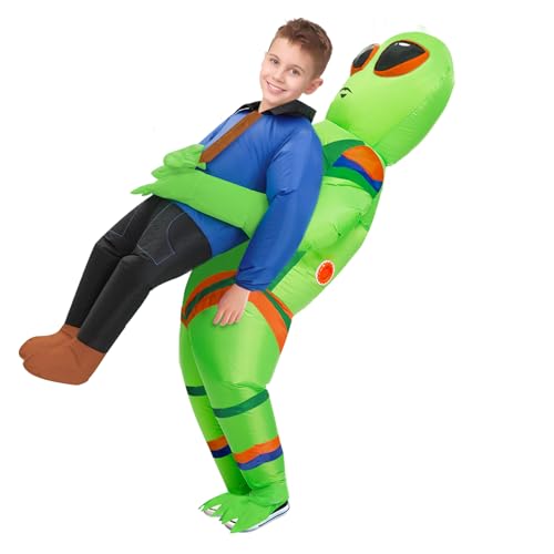 POTOTA Inflatable Alien Costume for Teens, Halloween Alien Abduction Blow up Costume, Funny Alien Costume Easter Role Play (Teens)