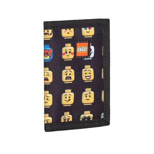 LEGO Trifold Wallet, Kids Unisex Wallet for Boys and Girls, with Clear ID Window, Card and Cash Pockets and Secure Hook and Loop Closure, Minifigure