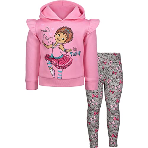 Disney Fancy Nancy Little Girls Pullover Fleece Hoodie and Leggings Outfit Set Pink 5