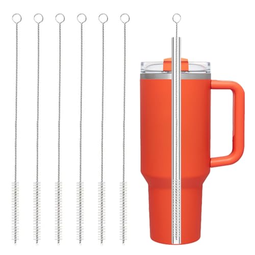 Straw Cleaner Brush for Stanley, 6Pcs Reusable Extra Long Straw Cleaner for 40/30/20 oz Stanley Mug, 10mm Wide Drinking Straw Cleaning Brush for Sippy Cup, Water Bottle and Tubes