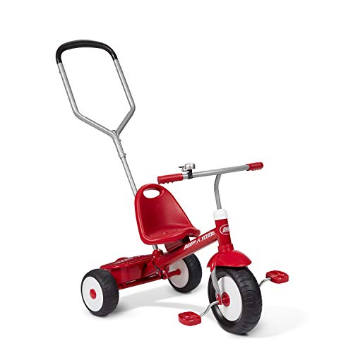 Radio Flyer Deluxe Steer and Stroll Kids Outdoor Recreation Bike Tricycle, Red