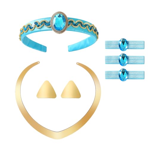 JiaDuo Princess Costume Accessories Set Women Girls Halloween Dress Up Headband Hair Ties for Jasmine