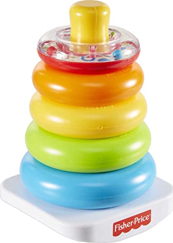 Fisher-Price Baby Stacking Toy Rock-A-Stack, Roly-Poly Base with 5 Colorful Rings for Ages 6+ Months