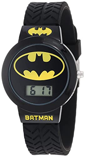 Accutime Batman Kids Digital Watch – LCD Display with Batman Logo, Rugged Silicone Strap, Ideal for Boys and Girls, Official DC Comics Batman Watch, Perfect for Ages 4+