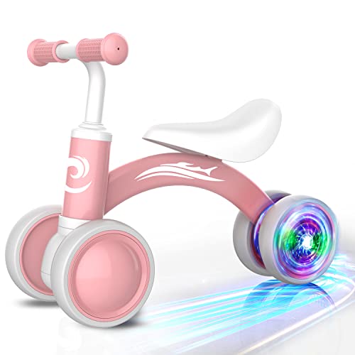 Colorful Lighting Baby Balance Bike Toys for 1 Year Old Boy Girl Gifts, 10-36 Month Toddler Balance Bike, No Pedal 4 Silence Wheels & Soft Seat Pre-School First Riding on Toys, 1st Birthday Gifts.