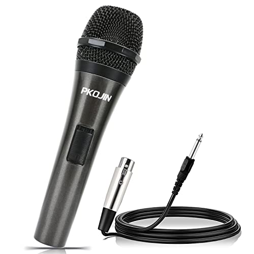 PKOJIN Dynamic Karaoke Microphone for Singing, Vocal Wired Microphone for Karaoke, Handheld Mic with 10 Ft Cable, Mics for Speaker with ON/Off Switch