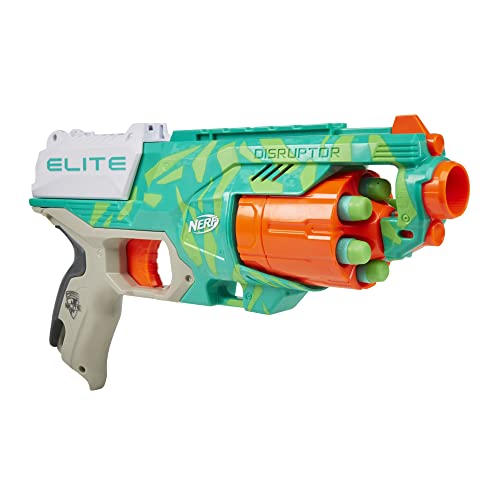 NERF Elite Disruptor Dynamic Green Dart Blaster, Rotating Drum, Slam Fire, Kids Outdoor Toys for 8 Year Old Boys & Girls (Amazon Exclusive)