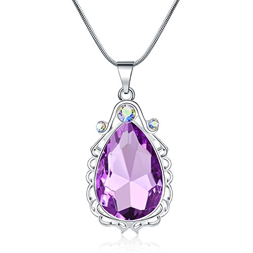 Vinjewelry Sofia Necklace Amulet Teardrop Amethyst Pendant Necklace Sofia Princess Costumes Jewelry for Little Girls