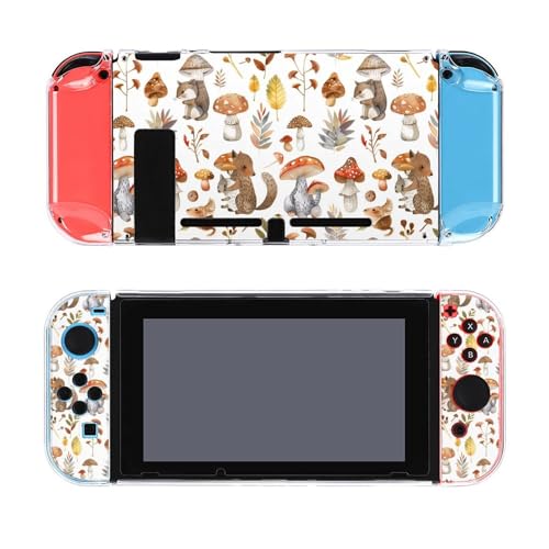 AoHanan Animals Mushrooms And Plants Switch Screen Protector Case Cover Full Accessories Switch Game Case Protection Skin for Switch Console And Joy-Cons