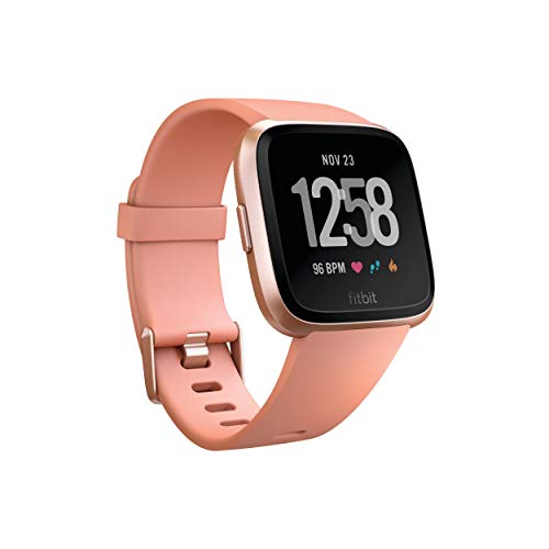 Fitbit Versa Smart Watch, Peach/Rose Gold Aluminium, One Size (S & L Bands Included) - (Renewed)