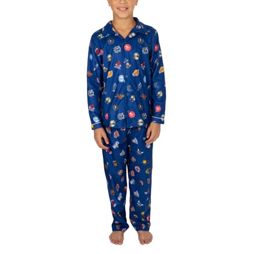 Ultra Game NBA Official Youth 2-Piece Super Soft Button Down Pajamas Set, Multi-Team, Boys Sizes, 8