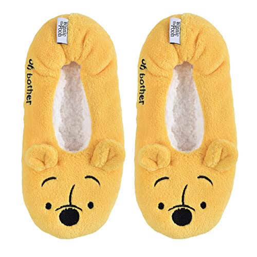 Winnie the Pooh Women's 1-Pack Plush Footlet, Yellow, 9/11