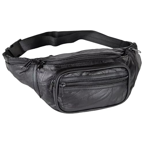 Home-X Leather Fanny Pack for Women and Men - Multipurpose Genuine Leather Fanny Pack Crossbody Bags for Women - Adjustable Strap Leather Waist Bag for Travel, Hiking, Running and Cycling