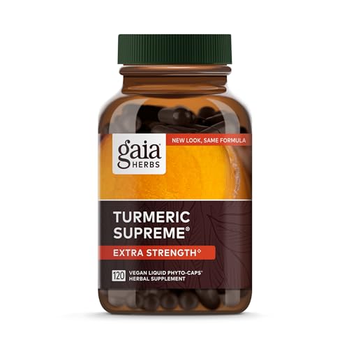 Gaia Herbs Turmeric Supreme Extra Strength - Helps Reduce Occasional Swelling from Normal Wear & Tear - with Turmeric Curcumin & Black Pepper-120 Vegan Liquid Phyto-Capsules(Up to 120-Day Supply)