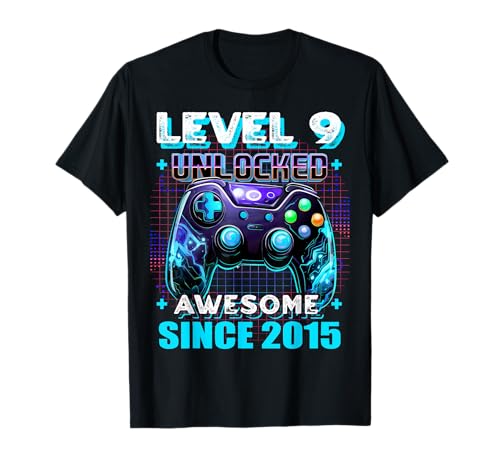 9th Birthday Gamer 9 Year Old Funny Bday Boy Nine Son T-Shirt