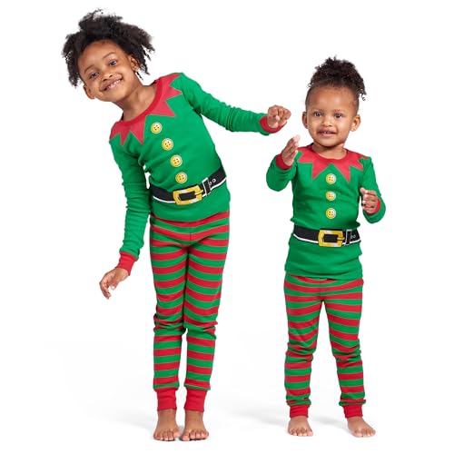 The Children's Place baby girls Family Matching Christmas Holiday Sets, Snug Fit 100% Cotton, Pajama Set, Elf Suit, 5T US