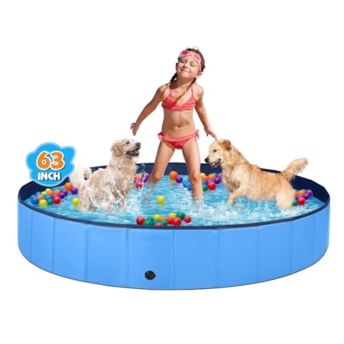 Jecoo Dog Pool for Large Dogs Kiddie Pool Hard Plastic Professional Dog Bathing Tub Kids Swimming Pool for Pets and Dogs