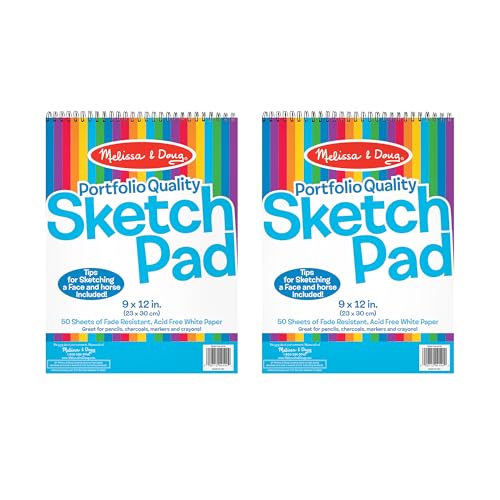 Melissa & Doug Sketch Pad (9 x 12 Inches) - 50 Sheets, 2-Pack - FSC Certified