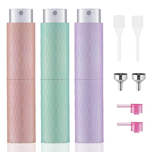 Tekson 8ML Perfume Atomizer Travel (3 PCS), Refillable Cologne Containers, Dispenser Spray Empty Bottle for Mini Sprayer Size