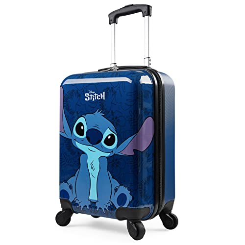 Disney Stitch Suitcase Set or Individual, Hard Shell Suitcase with Wheels 28L, 50L or 91L, 4 Wheels (Navy Stitch Small)