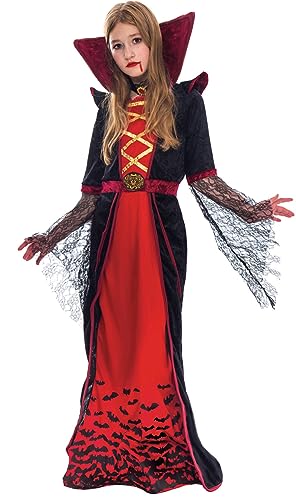 Spooktacular Creations Royal Vampire Costume for Girls Deluxe Set Halloween Gothic Victorian Vampiress Queen Dress Up Party-M(8-10yr)